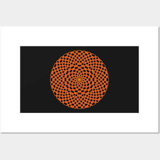 Orange and Black Kaleidoscope Style Mandala Posters and Art